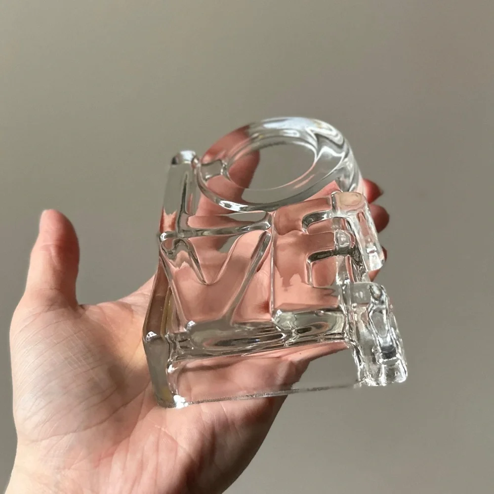 Glass Art Sculpture Paperweight “LOVE” Tiara Exclusives Lead Crystal Glass